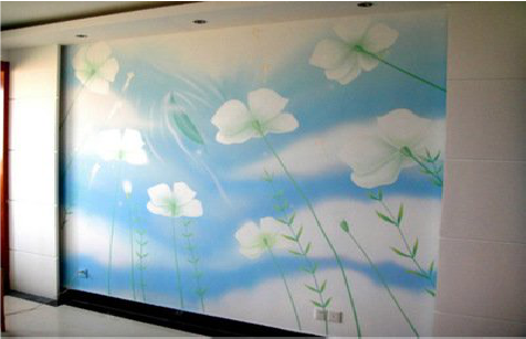 新邵画墙绘怎么画好白云的蓬松感?