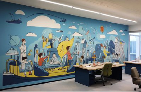 新邵办公室墙绘的特点。