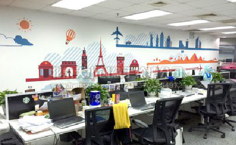 新邵教你设计办公室墙绘的方法。